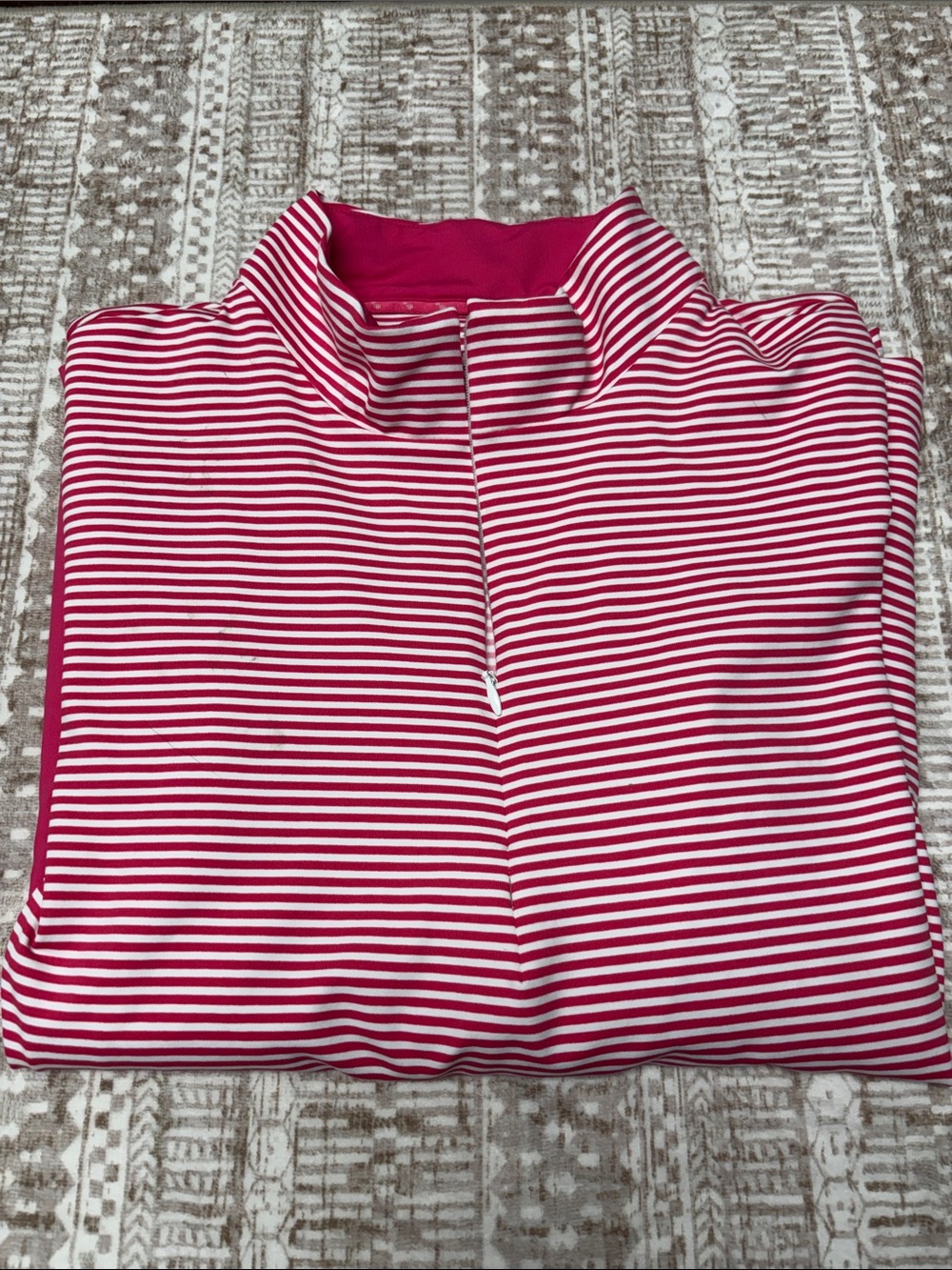 Tommy Bahama Pink and White Striped Half-Zip Pullover